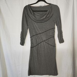 Athleta Womens XS Ukiah Dress Cowl Neck 3/4 Sleeve Stretch Sheath Grey